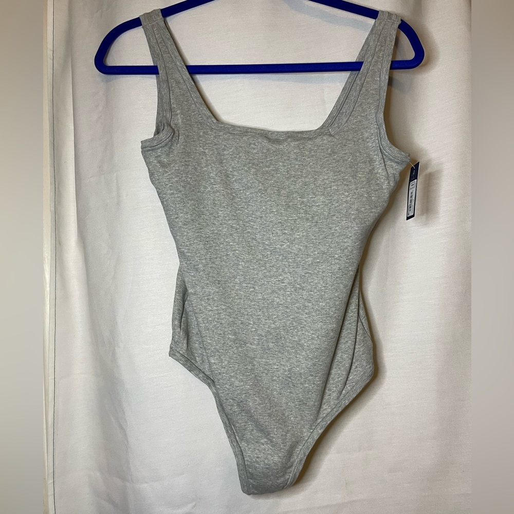 NWT GAP Body Light Gray Ribbed Stretch Comfy Thong Bodysuit Various Sizes